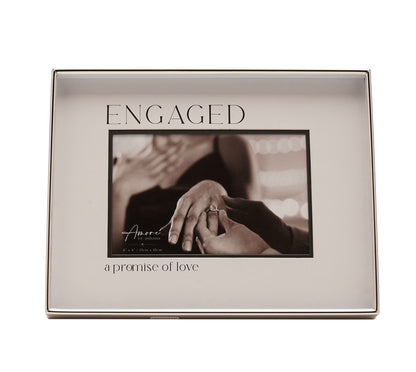 Amore Silver & Black Photo Frame | Engaged 6x4"