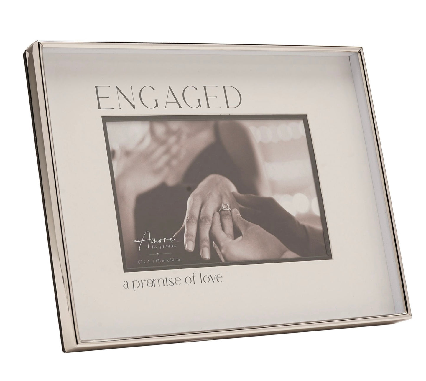 Amore Silver & Black Photo Frame | Engaged 6x4"