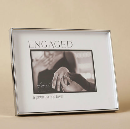 Amore Silver & Black Photo Frame | Engaged 6x4"
