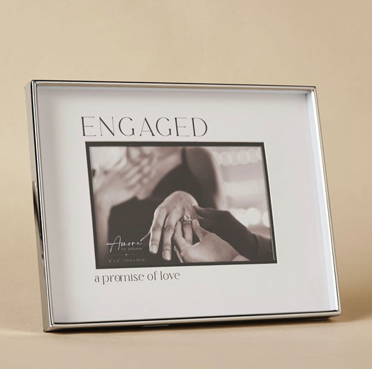 Amore Silver & Black Photo Frame | Engaged 6x4"