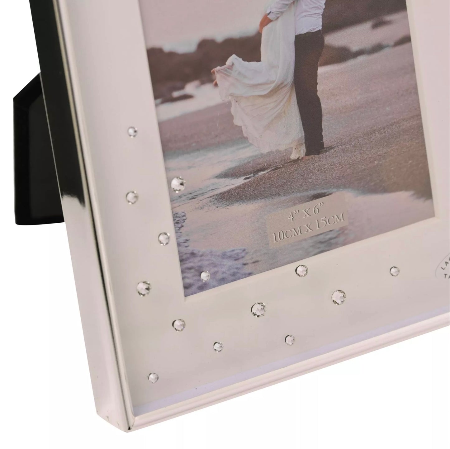 Amore Silverplated Box Frame with Crystals 4x6"