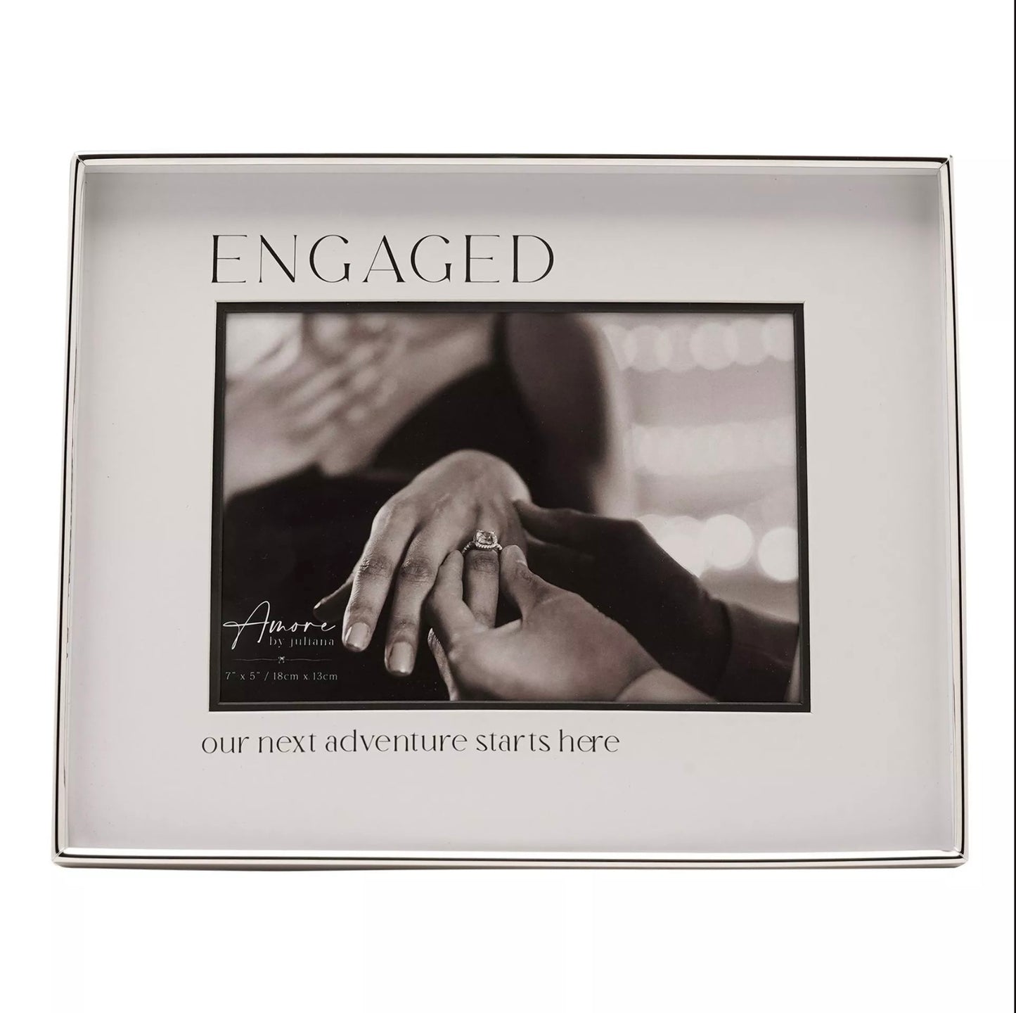 Amore Silver & Black Photo Frame | Engaged 7x5"