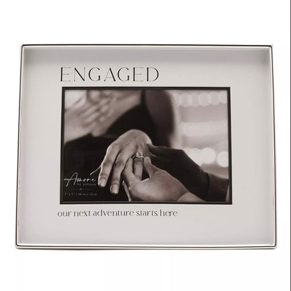 Amore Silver & Black Photo Frame | Engaged 7x5"