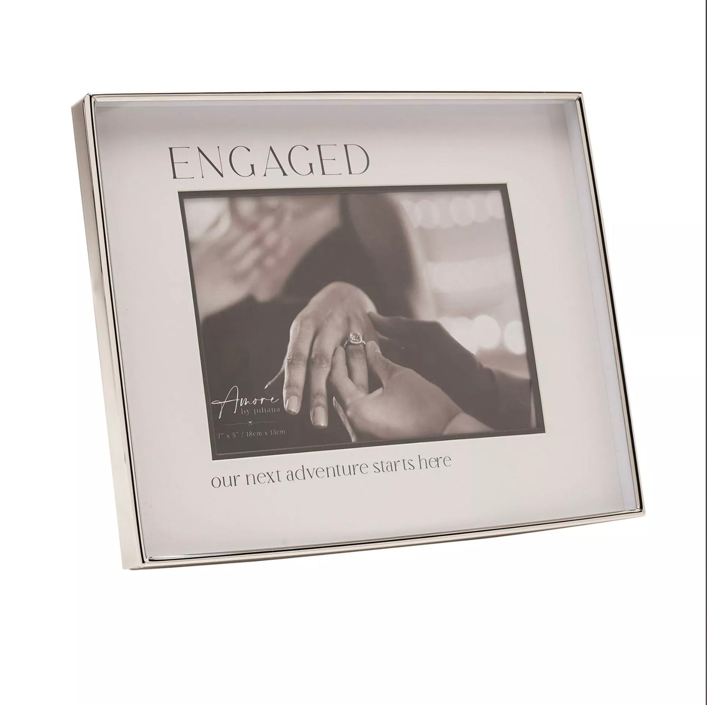 Amore Silver & Black Photo Frame | Engaged 7x5"