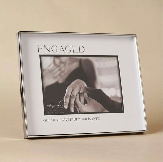 Amore Silver & Black Photo Frame | Engaged 7x5"