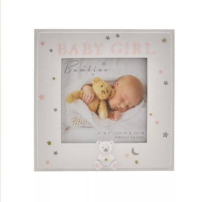 Bambino 'Baby Girl' Resin Photo Frame 4x4"