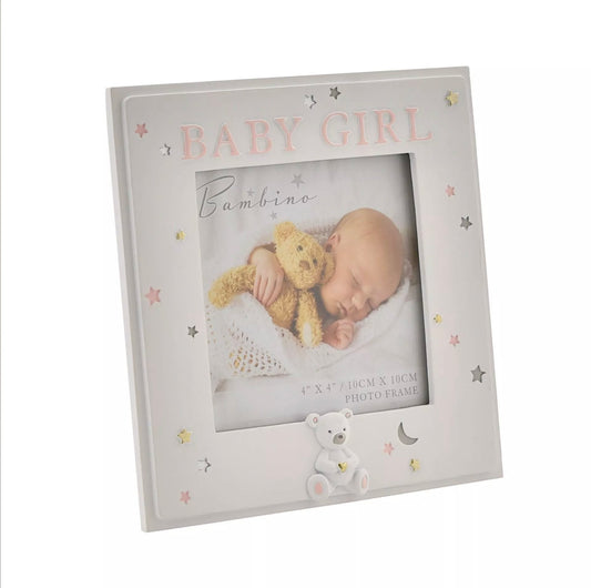 Bambino 'Baby Girl' Resin Photo Frame 4x4"