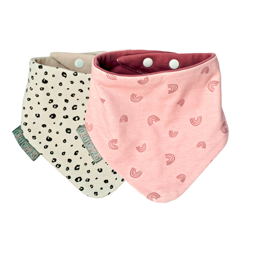 Cheeky Chompers | 2 Pack Rainbow & Leopard Neckerbibs