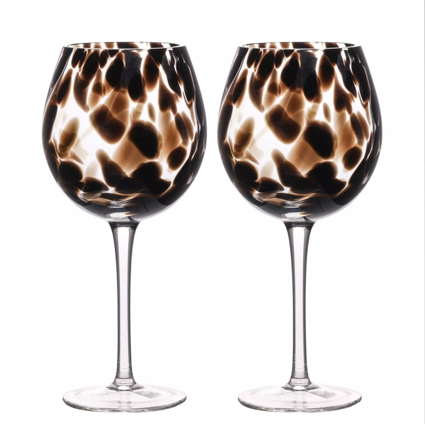 Dark Brown Tortoise Shell Set of 2 Wine Glass