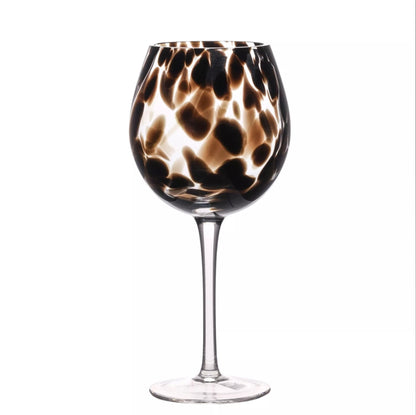 Dark Brown Tortoise Shell Set of 2 Wine Glass