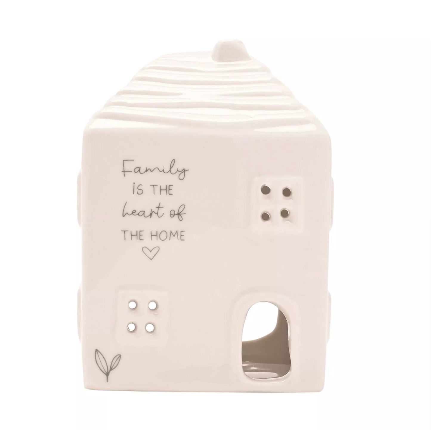 'Family is the heart of the home' Ceramic House Tea Light Holder