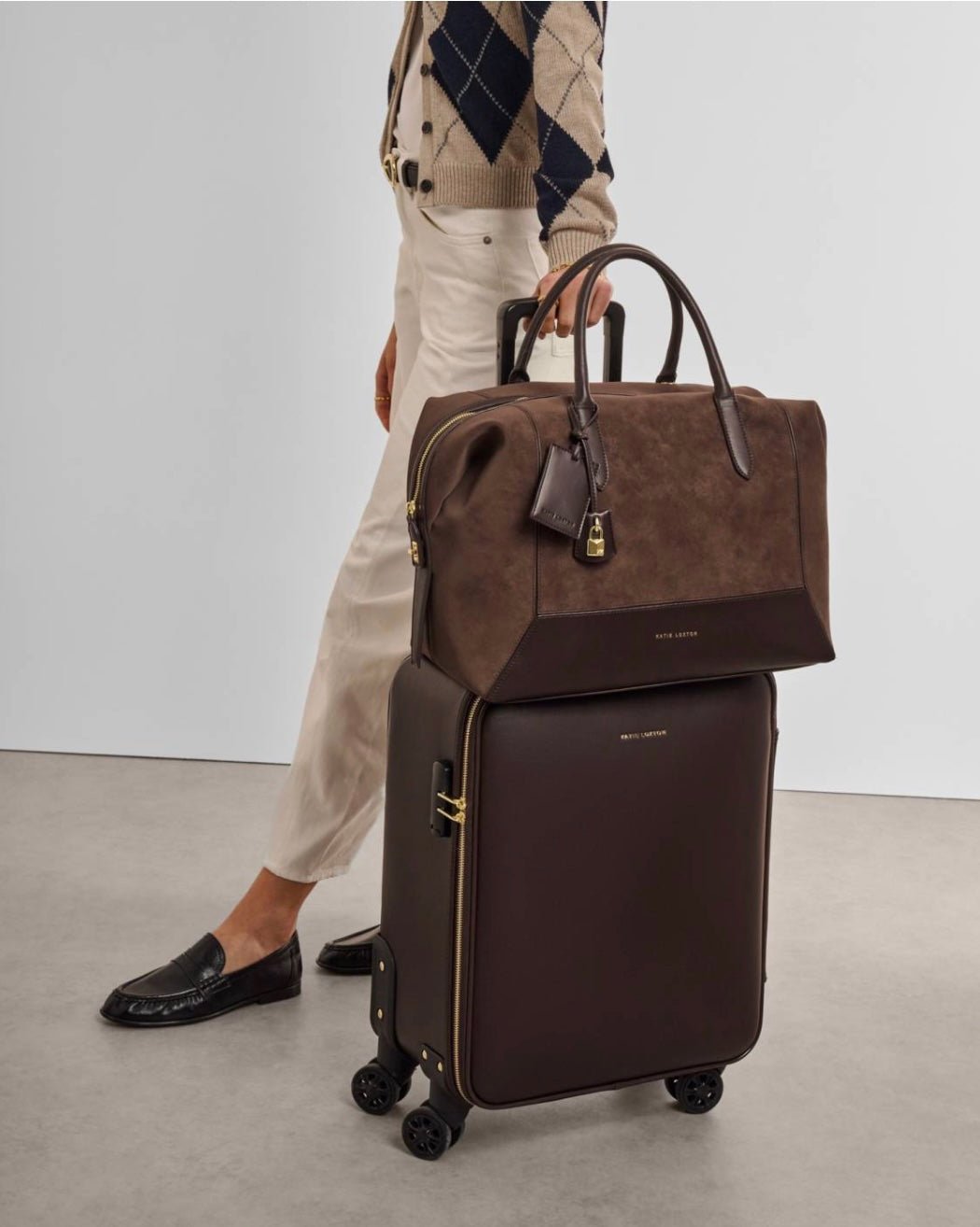 Katie Loxton | Bitter Chocolate Charlbury Suedette Cabin Bag