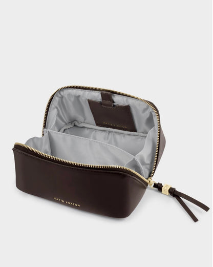Katie Loxton | Bitter Chocolate Fold-Out Mirror Makeup Bag