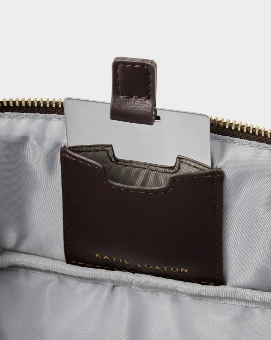 Katie Loxton | Bitter Chocolate Fold-Out Mirror Makeup Bag