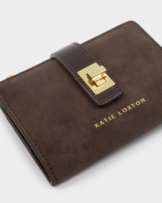 Katie Loxton | Bitter Chocolate Orin Suedette Twist Lock Purse
