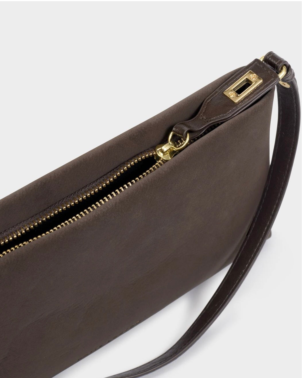 Katie Loxton | Bitter Chocolate Orin Twist Lock Suedette Small Shoulder Bag