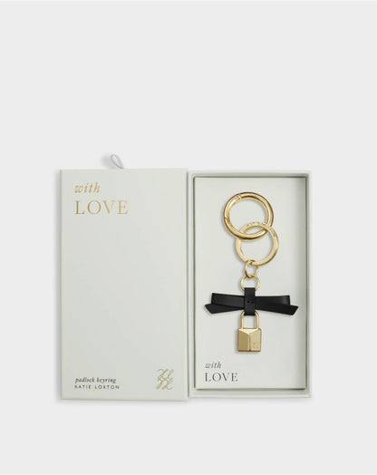 Katie Loxton | Black Bow Padlock Boxed Keyring