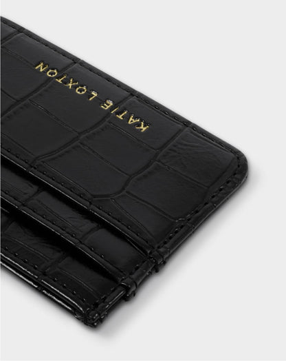 Katie Loxton | Black Faux Croc Gift Boxed Keyring & Card Holder