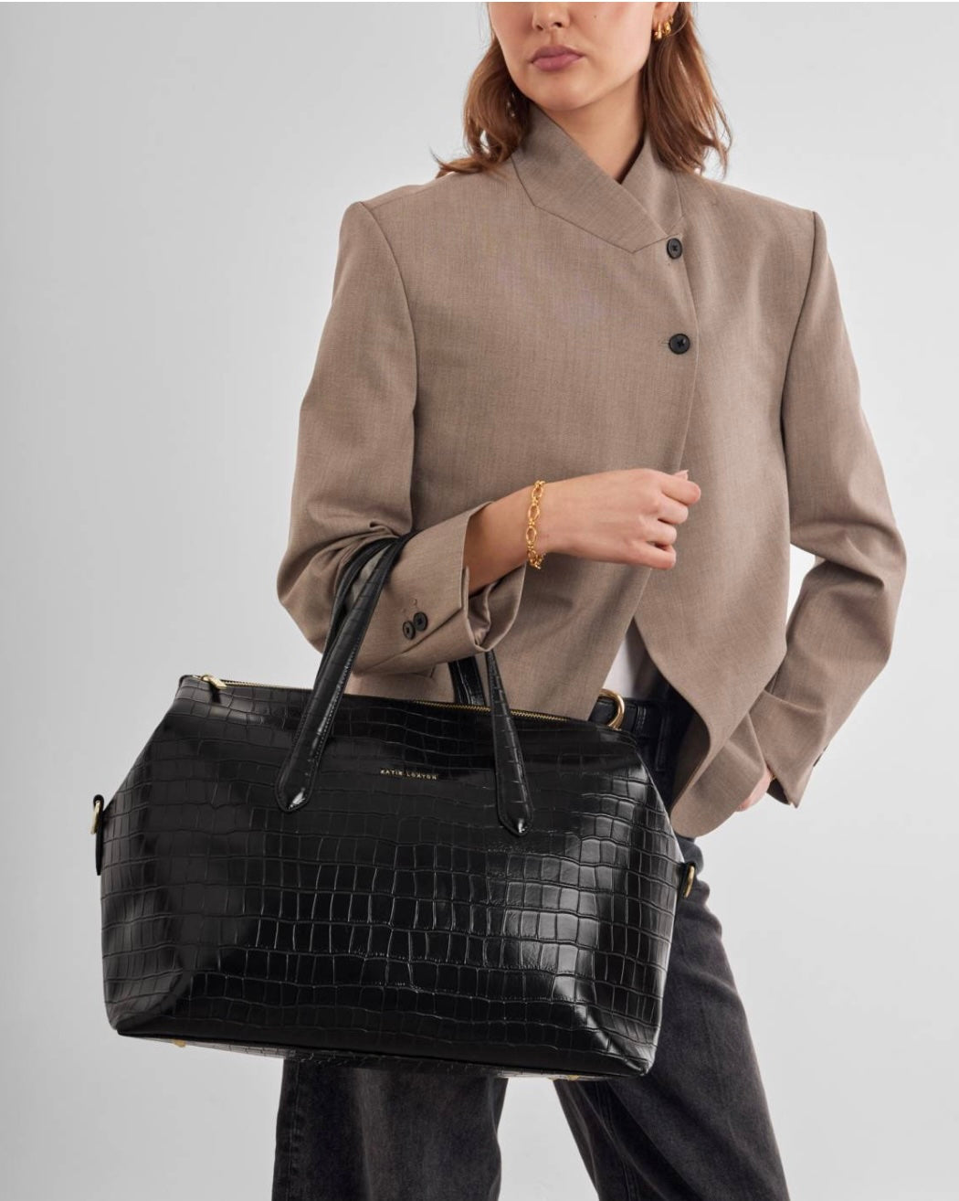 Katie Loxton | Black Faux Croc Milan Cabin Bag