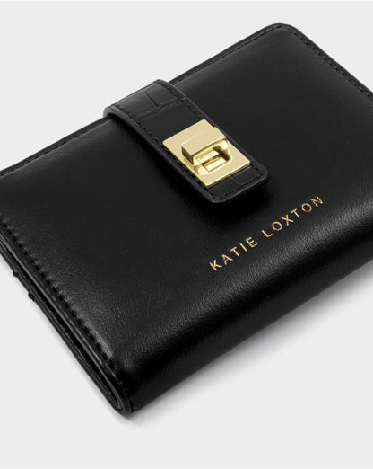 Katie Loxton | Black Faux Croc Orin Twist Lock Purse