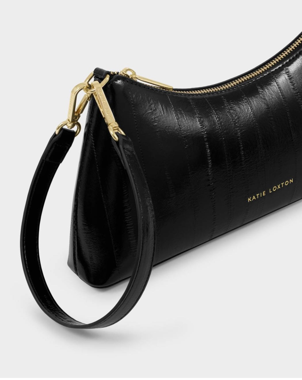 Katie Loxton | Black Faux Eel Miley Small Shoulder Bag