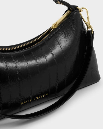 Katie Loxton | Black Faux Eel Miley Small Shoulder Bag