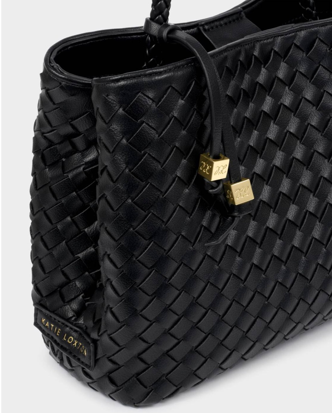Katie Loxton | Black Nova Hand Woven Top Handle Bag
