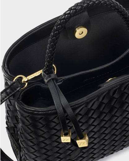 Katie Loxton | Black Nova Hand Woven Top Handle Bag
