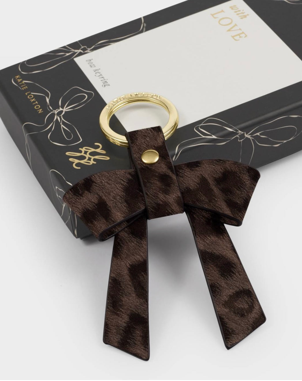 Katie Loxton | Chocolate Leopard 'You Make My Life Bow-tiful' Boxed Bow Keyring