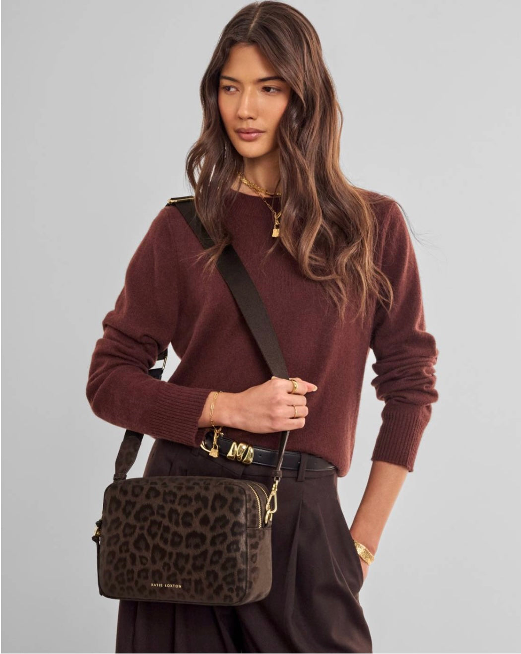 Katie Loxton | Chocolate Leopard Lottie Large Crossbody Bag