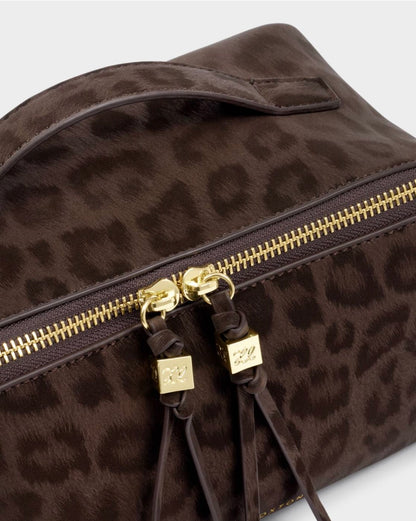 Katie Loxton | Chocolate Leopard Soho Large Makeup & Wash Bag