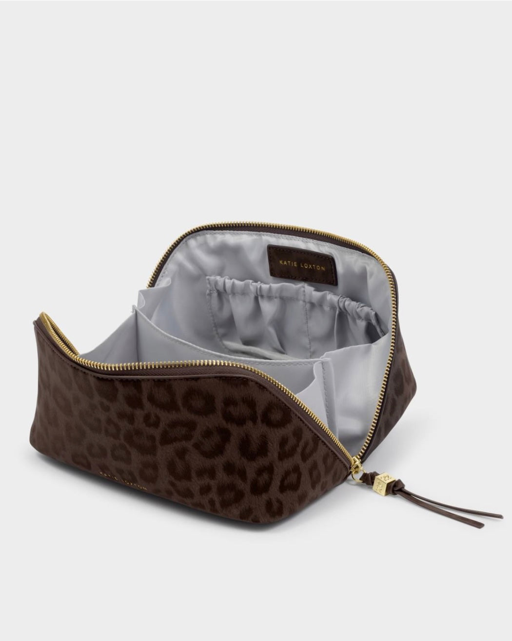 Katie Loxton | Chocolate Leopard Soho Large Makeup & Wash Bag