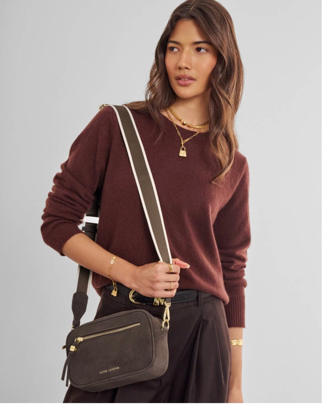 Katie Loxton | Chocolate Lottie Suedette Crossbody Bag