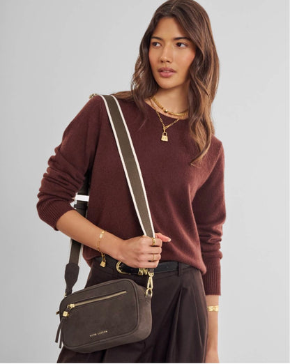 Katie Loxton | Chocolate Lottie Suedette Crossbody Bag