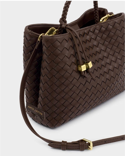Katie Loxton | Chocolate Nova Hand Woven Top Handle Bag