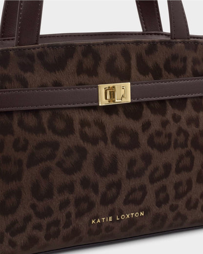 Katie Loxton | Chocolate Leopard Orin Top Handle Crossbody Bag