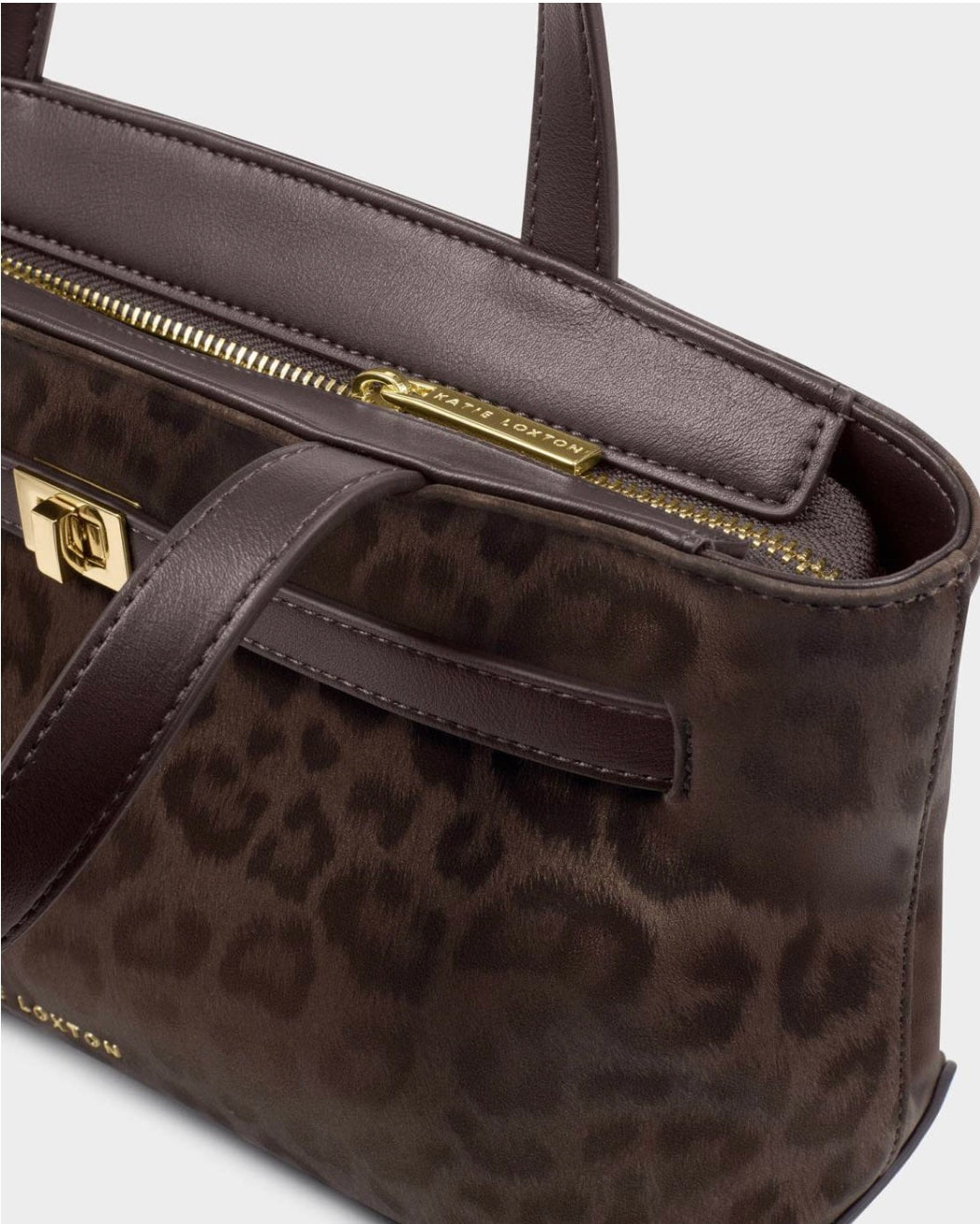 Katie Loxton | Chocolate Leopard Orin Top Handle Crossbody Bag