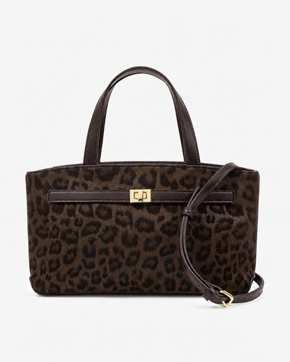 Katie Loxton | Chocolate Leopard Orin Top Handle Crossbody Bag