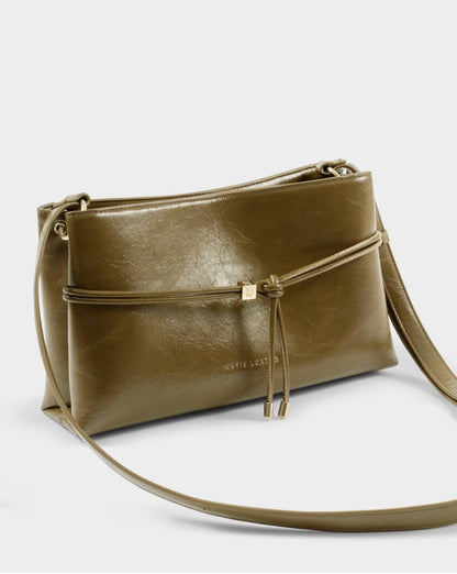 Katie Loxton | Deep Olive Lori Patent Crackle Crossbody Bag