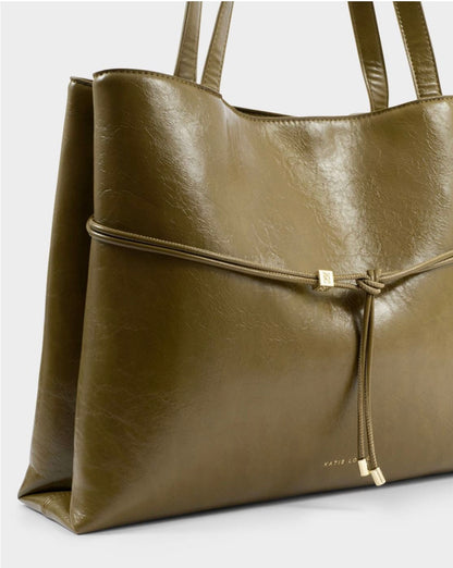 Katie Loxton | Deep Olive Lori Patent Crackle Tote Bag