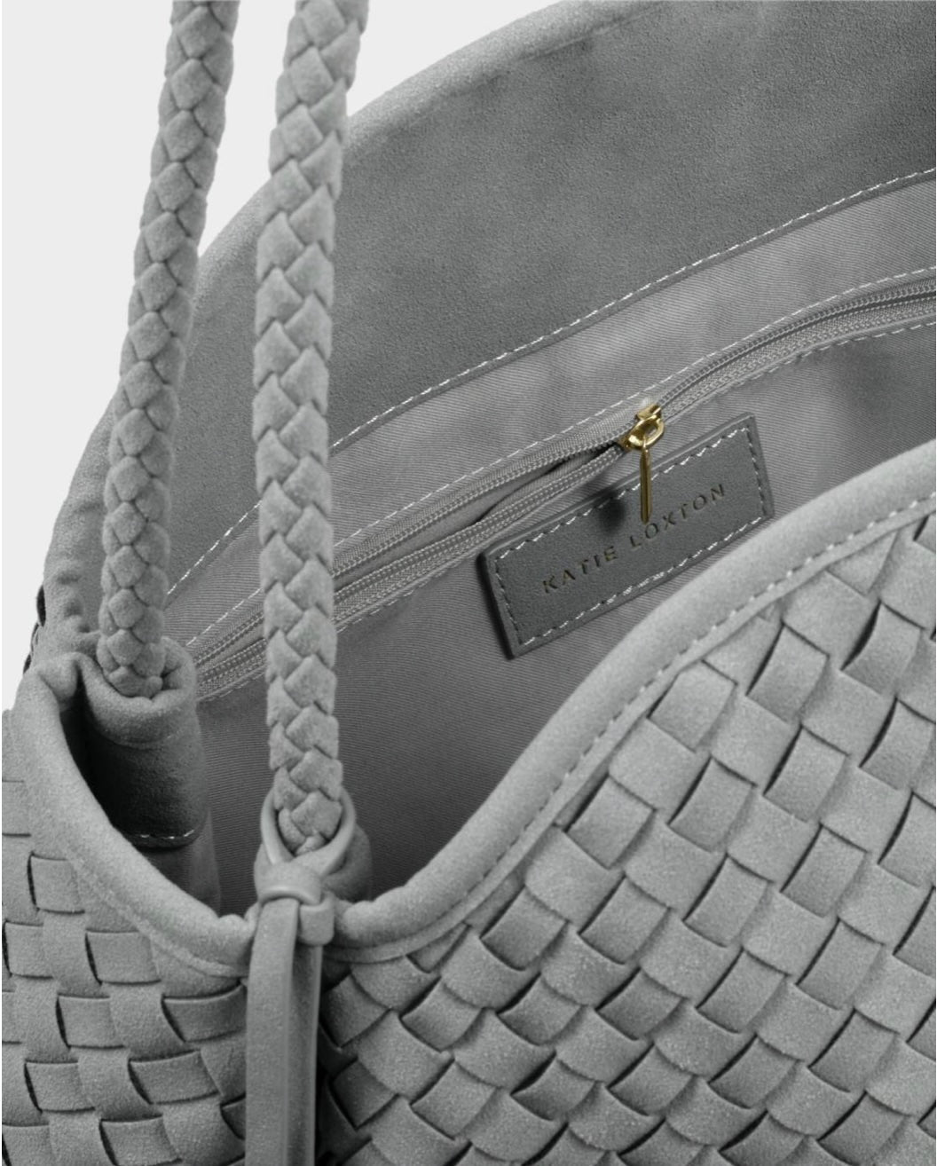 Katie Loxton | Fossil Grey Nova Hand Woven Suedette Large Shoulder Bag