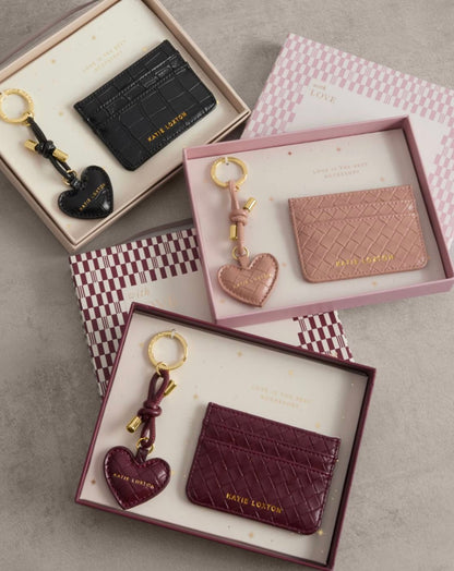 Katie Loxton | Black Faux Croc Gift Boxed Keyring & Card Holder
