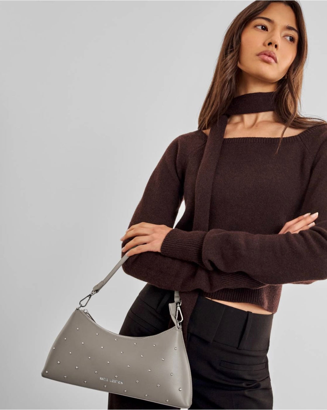 Katie Loxton | Mink Miley Studded Small Shoulder Bag