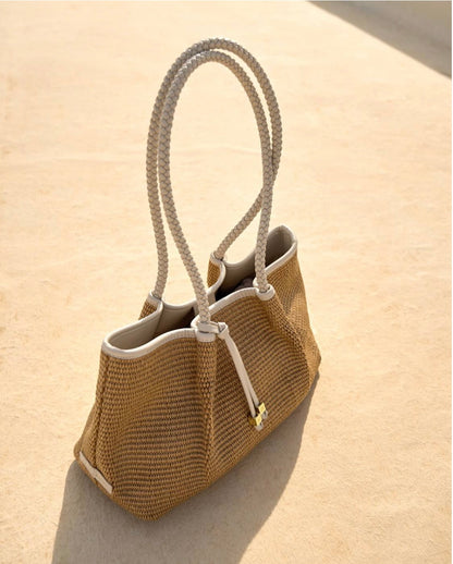 Katie Loxton | Oyster Nova Raffia Small Shoulder Tote