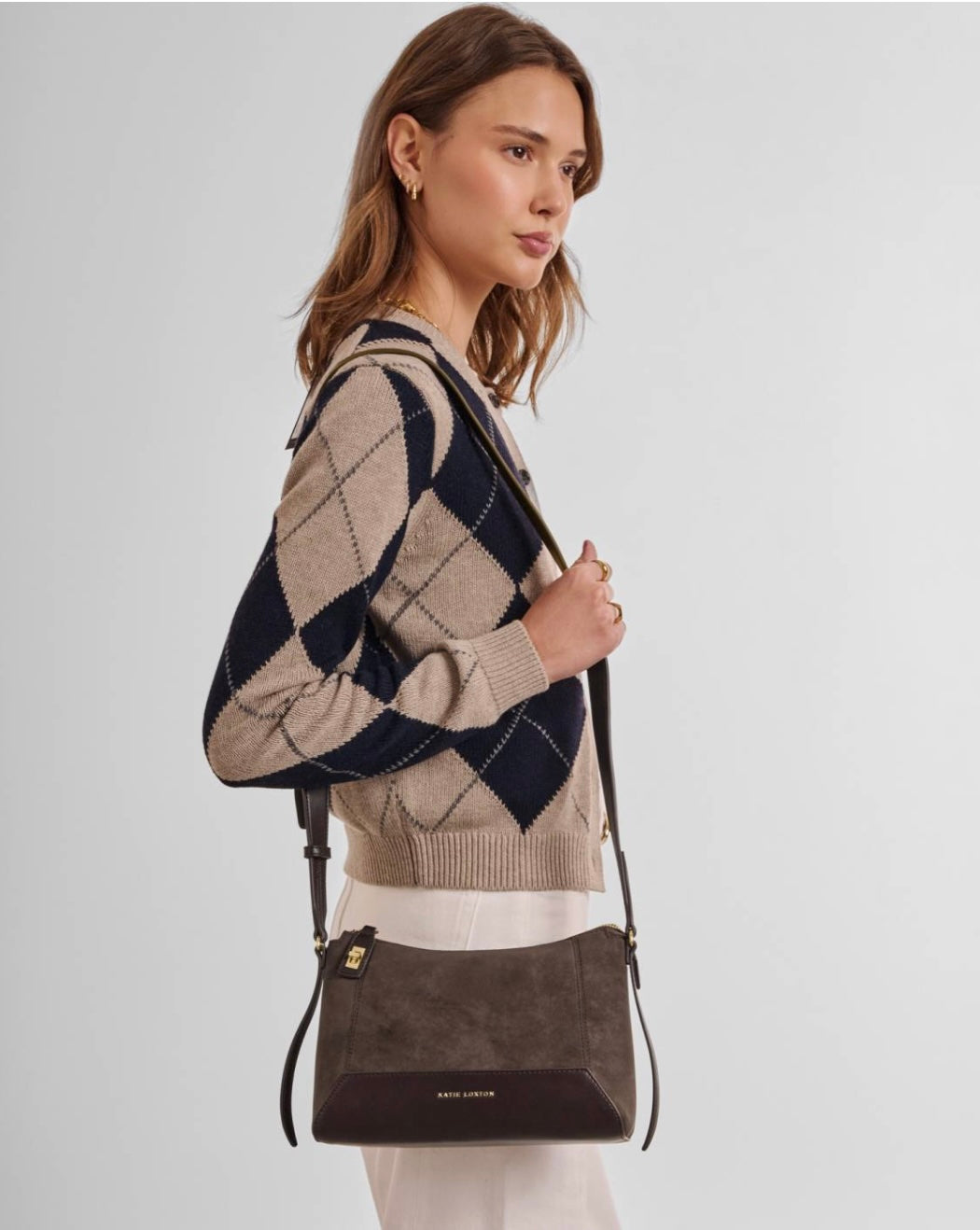 Katie Loxton | Bitter Chocolate Charlbury Suedette Crossbody Bag