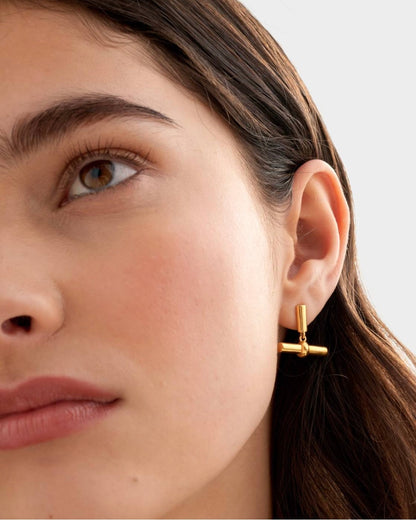 Katie Loxton | Themis Waterproof Gold T-Bar Earrings