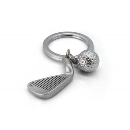 Metalmorphose | Matt Silver Golf Club & Ball Keyring