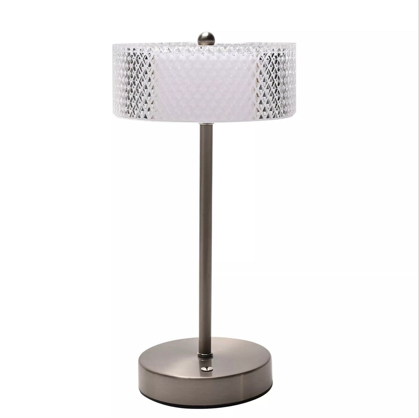 Nickel USB Touch Table Lamp with Crystal Effect Shade
