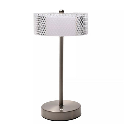 Nickel USB Touch Table Lamp with Crystal Effect Shade
