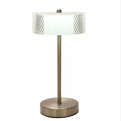 Nickel USB Touch Table Lamp with Crystal Effect Shade